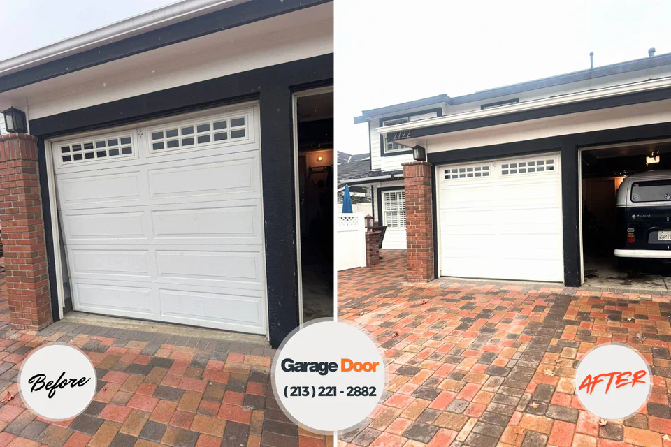 Before and after: garage door installation Milford, IL